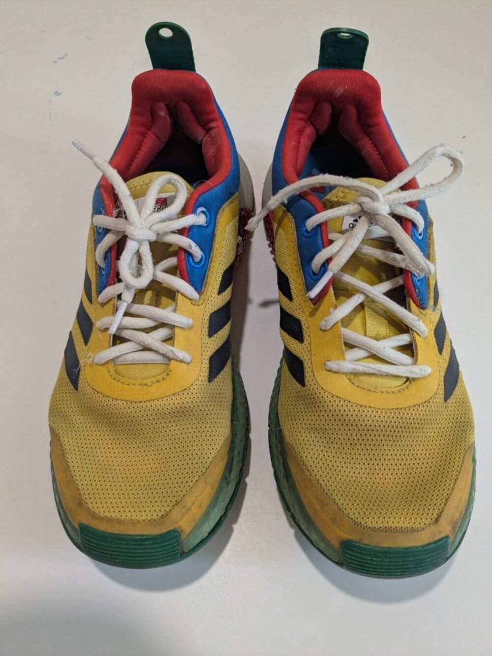 Adidas X Lego Sport Kids Size 5 US Sneakers Running Play Yellow Blue Green Boys